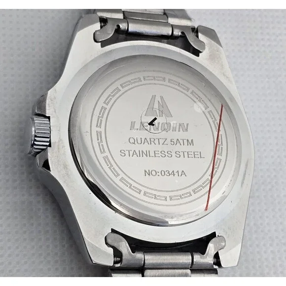 Men's Lenqin Classic Silver Tone Blue Dial Luminous Date Bracelet Watch 13 - Picture 8 of 8